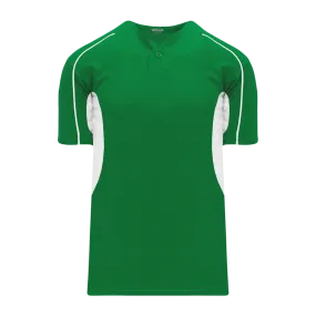 Athletic Knit (AK) BA1745A-210 Adult Kelly Green/White One-Button Baseball Jersey