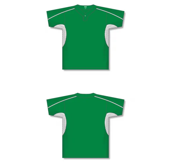 Athletic Knit (AK) BA1745A-210 Adult Kelly Green/White One-Button Baseball Jersey