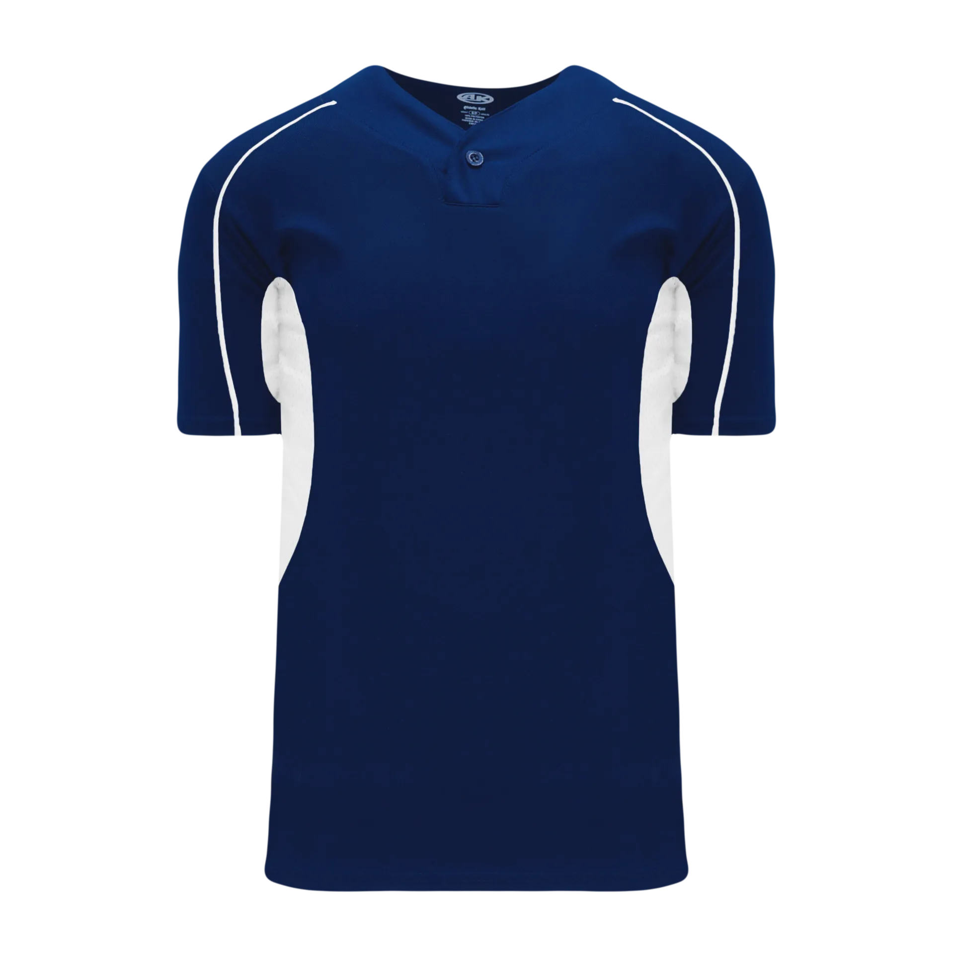 Athletic Knit (AK) BA1745A-216 Adult Navy/White One-Button Baseball Jersey