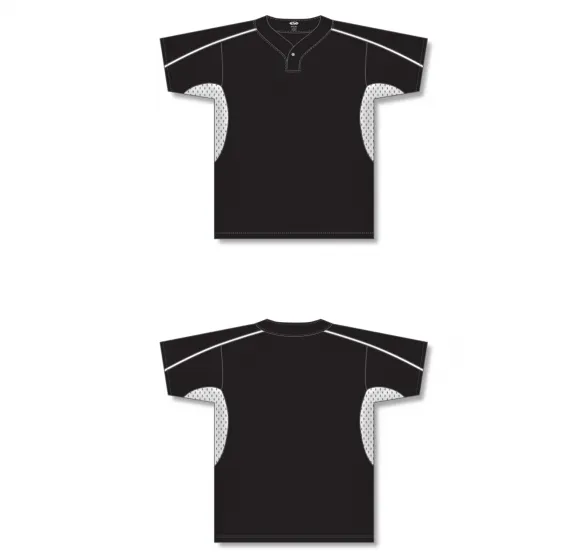 Athletic Knit (AK) BA1745A-221 Adult Black/White One-Button Baseball Jersey
