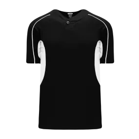 Athletic Knit (AK) BA1745A-221 Adult Black/White One-Button Baseball Jersey