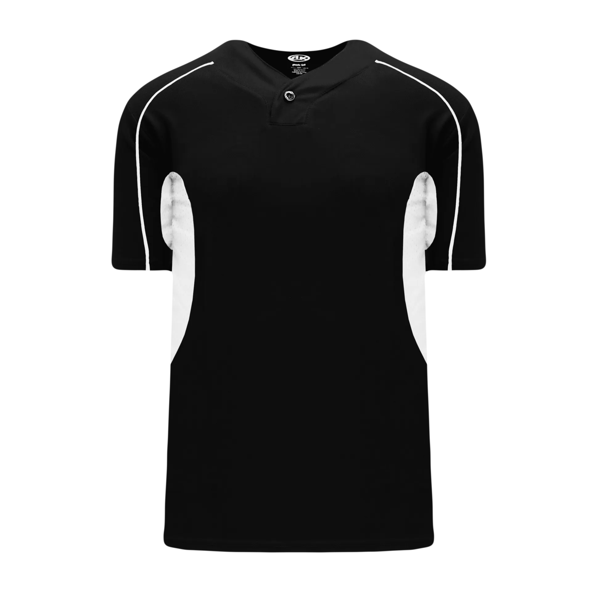 Athletic Knit (AK) BA1745A-221 Adult Black/White One-Button Baseball Jersey