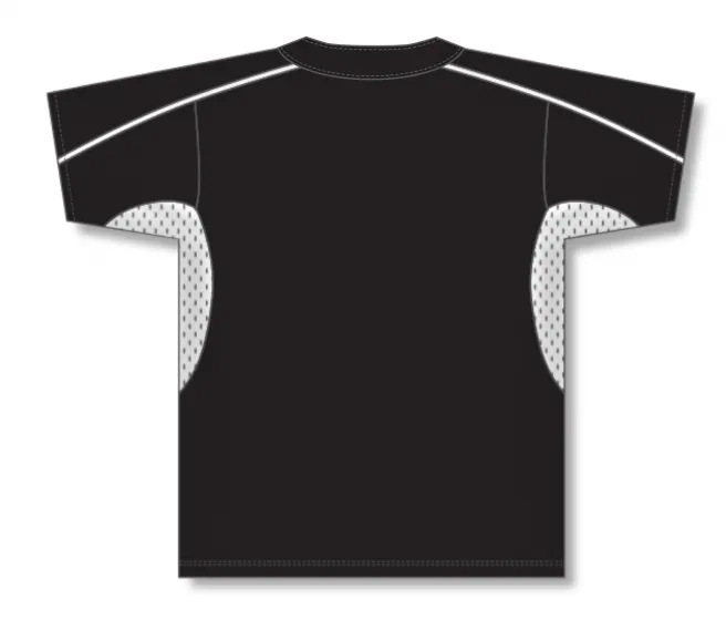 Athletic Knit (AK) BA1745A-221 Adult Black/White One-Button Baseball Jersey