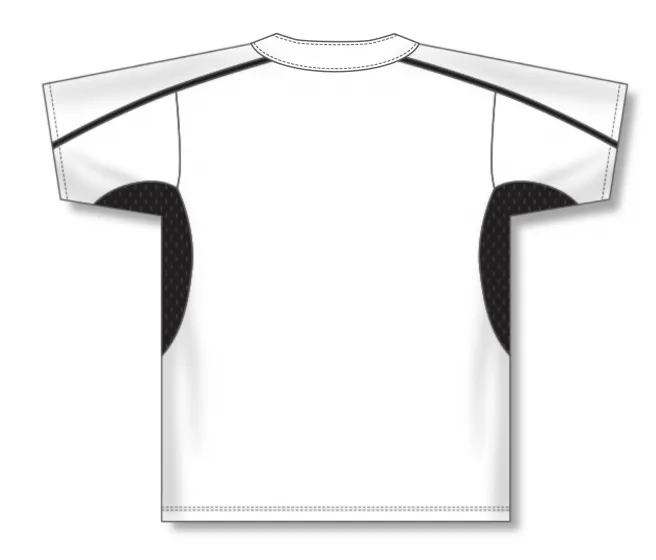 Athletic Knit (AK) BA1745A-222 Adult White/Black One-Button Baseball Jersey