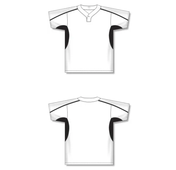 Athletic Knit (AK) BA1745A-222 Adult White/Black One-Button Baseball Jersey