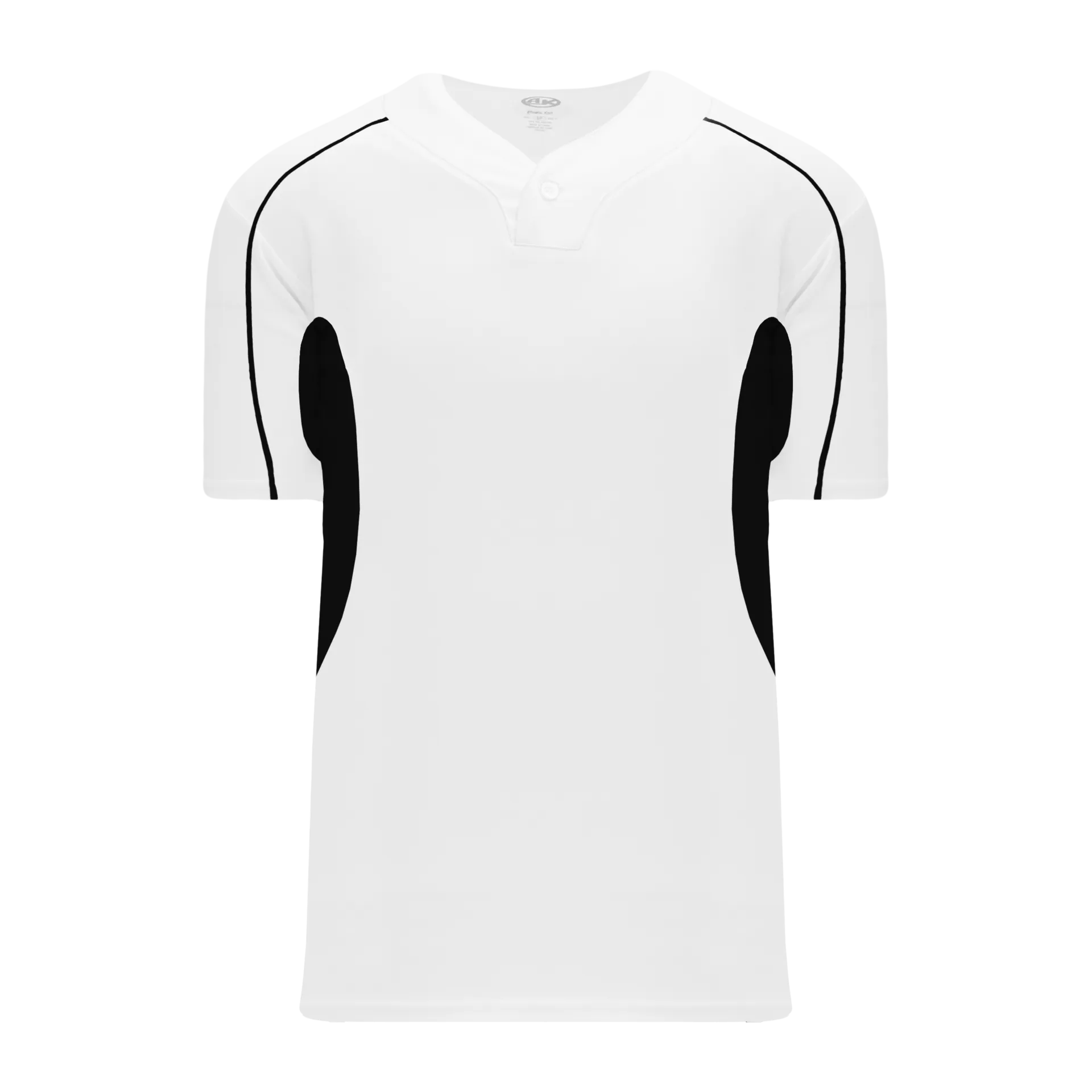 Athletic Knit (AK) BA1745A-222 Adult White/Black One-Button Baseball Jersey