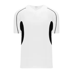 Athletic Knit (AK) BA1745A-222 Adult White/Black One-Button Baseball Jersey