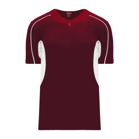 Athletic Knit (AK) BA1745A-233 Adult Maroon/White One-Button Baseball Jersey