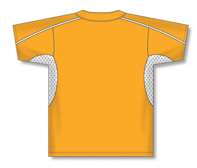 Athletic Knit (AK) BA1745A-236 Adult Gold/White One-Button Baseball Jersey
