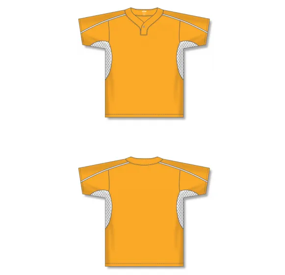 Athletic Knit (AK) BA1745A-236 Adult Gold/White One-Button Baseball Jersey