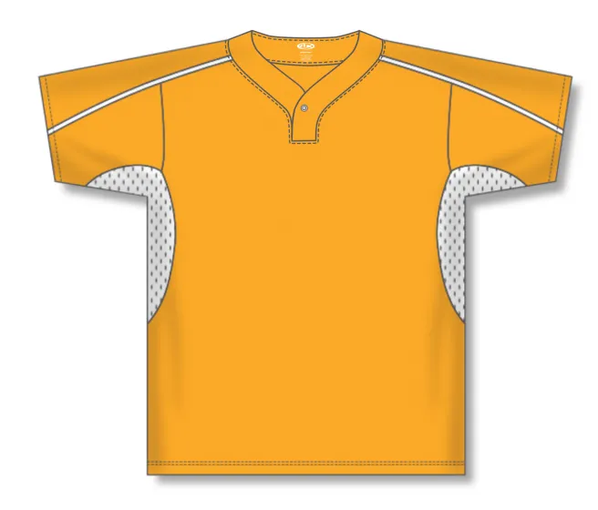 Athletic Knit (AK) BA1745A-236 Adult Gold/White One-Button Baseball Jersey