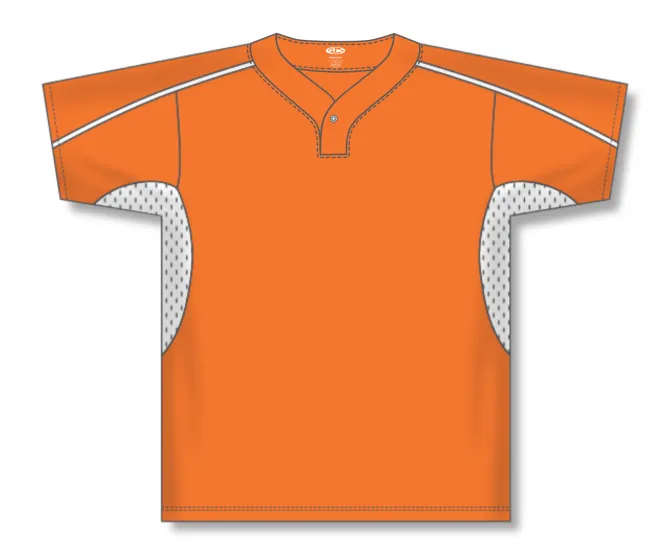 Athletic Knit (AK) BA1745A-238 Adult Orange/White One-Button Baseball Jersey