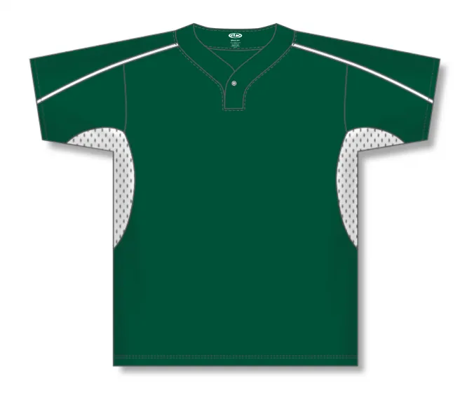 Athletic Knit (AK) BA1745A-260 Adult Dark Green/White One-Button Baseball Jersey