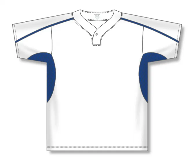 Athletic Knit (AK) BA1745Y-207 Youth White/Royal Blue One-Button Baseball Jersey