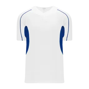 Athletic Knit (AK) BA1745Y-207 Youth White/Royal Blue One-Button Baseball Jersey