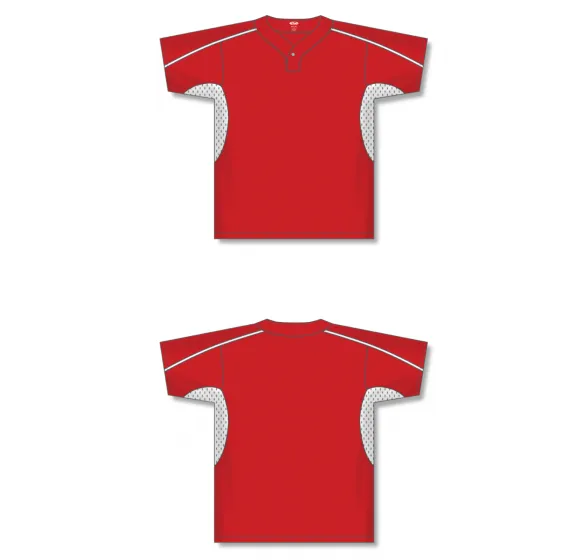 Athletic Knit (AK) BA1745Y-208 Youth Red/White One-Button Baseball Jersey