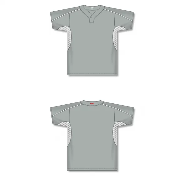 Athletic Knit (AK) BA1745Y-245 Youth Grey/White One-Button Baseball Jersey