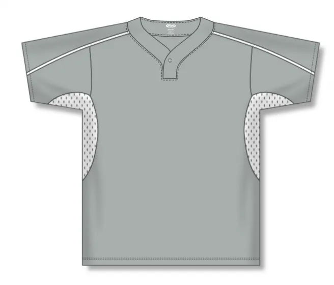 Athletic Knit (AK) BA1745Y-245 Youth Grey/White One-Button Baseball Jersey