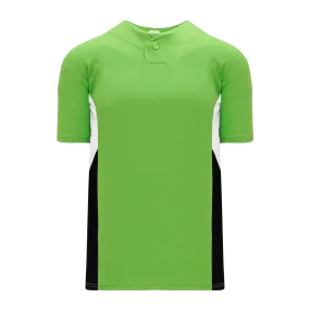 Athletic Knit (AK) BA1763A-107 Adult Lime Green/White/Black One-Button Baseball Jersey