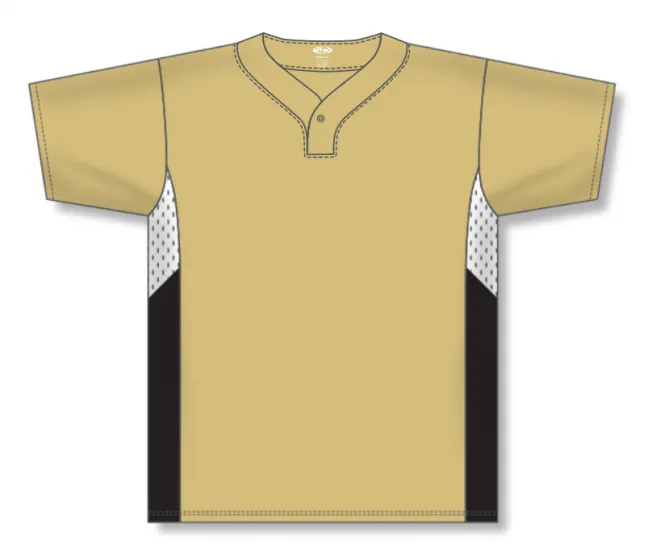 Athletic Knit (AK) BA1763A-281 Adult Vegas Gold/White/Black One-Button Baseball Jersey