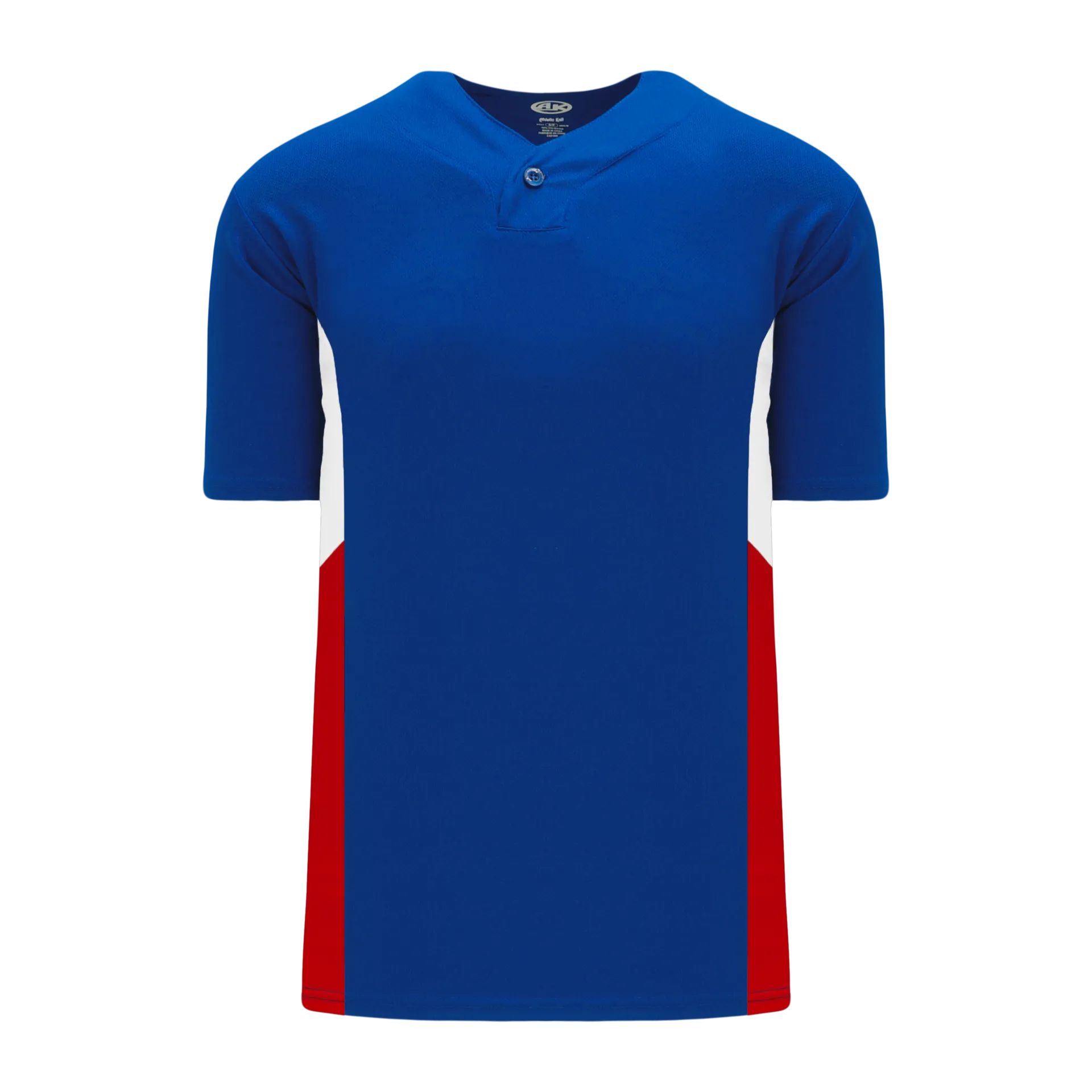 Athletic Knit (AK) BA1763A-333 Adult Royal Blue/White/Red One-Button Baseball Jersey