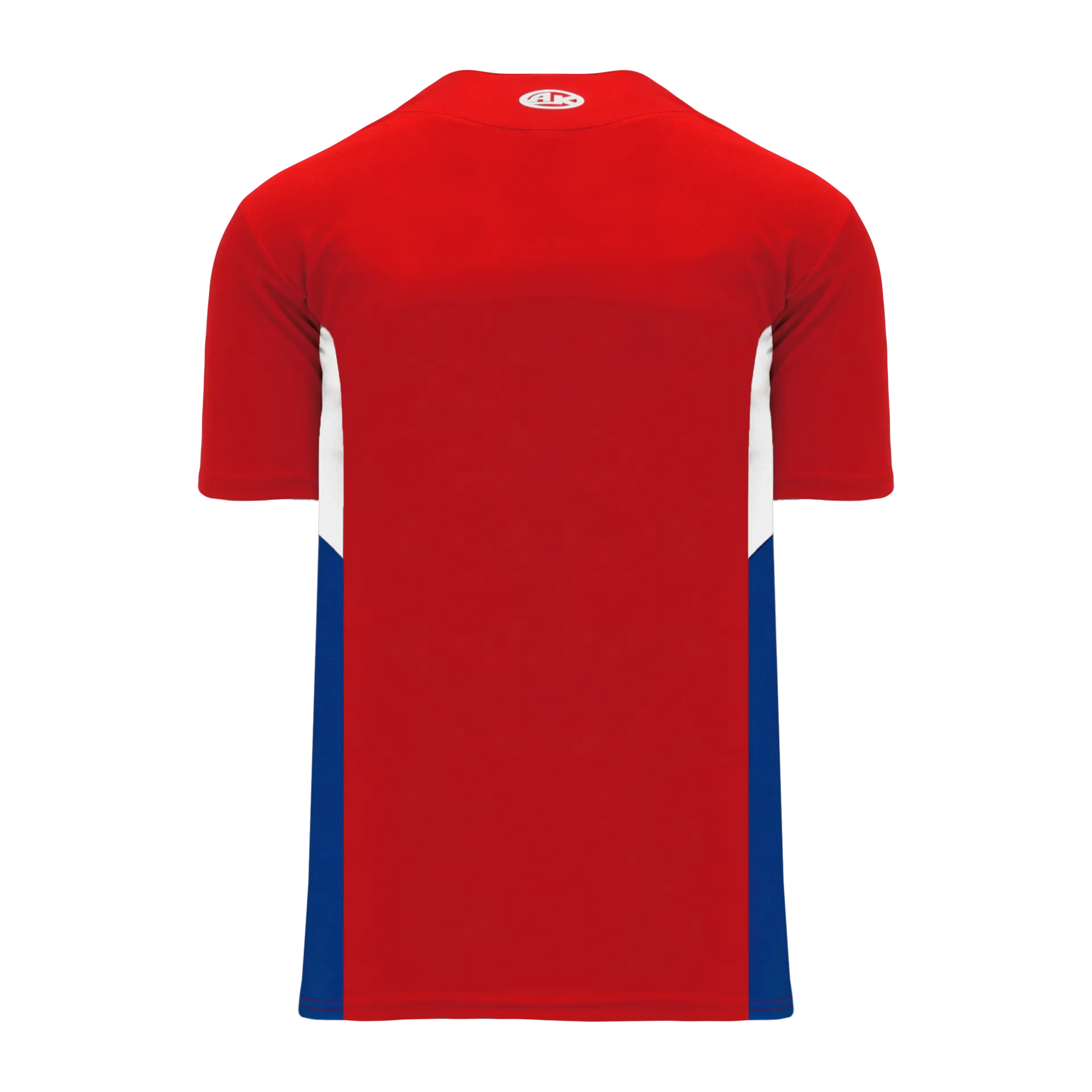 Athletic Knit (AK) BA1763A-344 Adult Red/White/Royal Blue One-Button Baseball Jersey