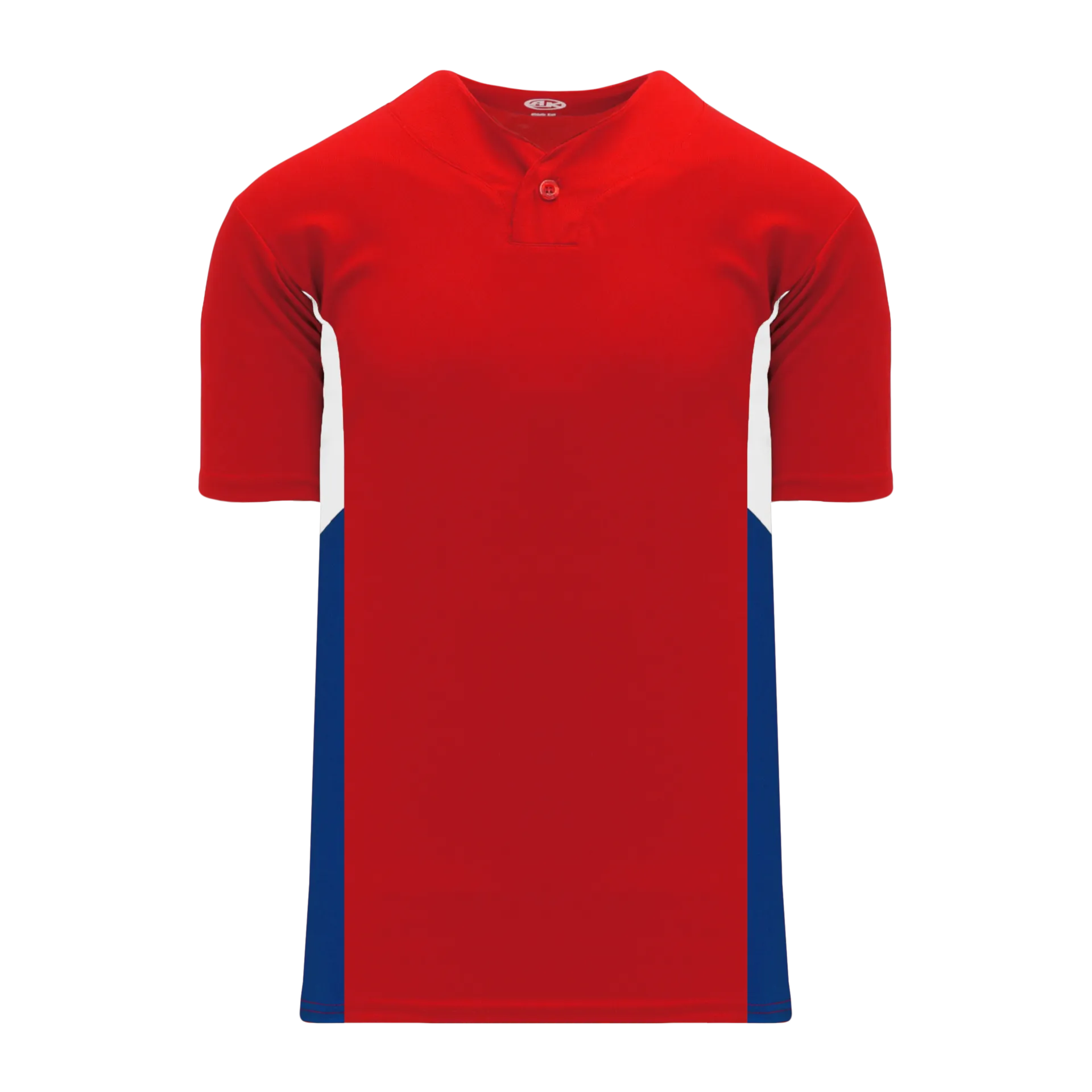 Athletic Knit (AK) BA1763A-344 Adult Red/White/Royal Blue One-Button Baseball Jersey