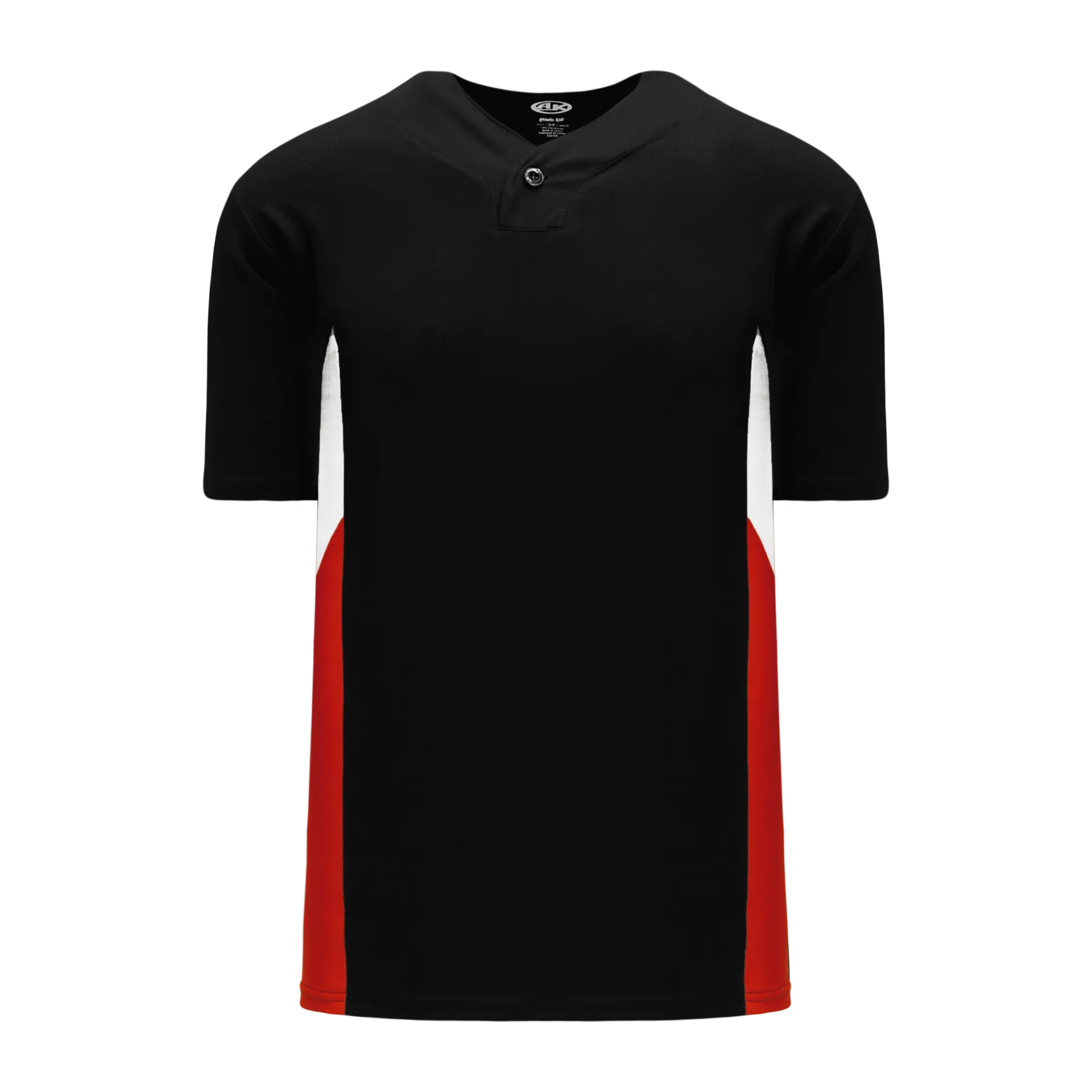 Athletic Knit (AK) BA1763A-348 Adult Black/White/Red One-Button Baseball Jersey