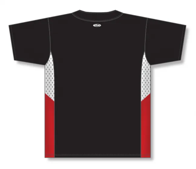 Athletic Knit (AK) BA1763A-348 Adult Black/White/Red One-Button Baseball Jersey