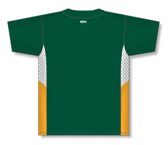 Athletic Knit (AK) BA1763A-439 Adult Dark Green/White/Gold One-Button Baseball Jersey