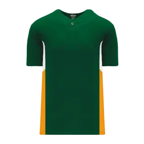 Athletic Knit (AK) BA1763A-439 Adult Dark Green/White/Gold One-Button Baseball Jersey