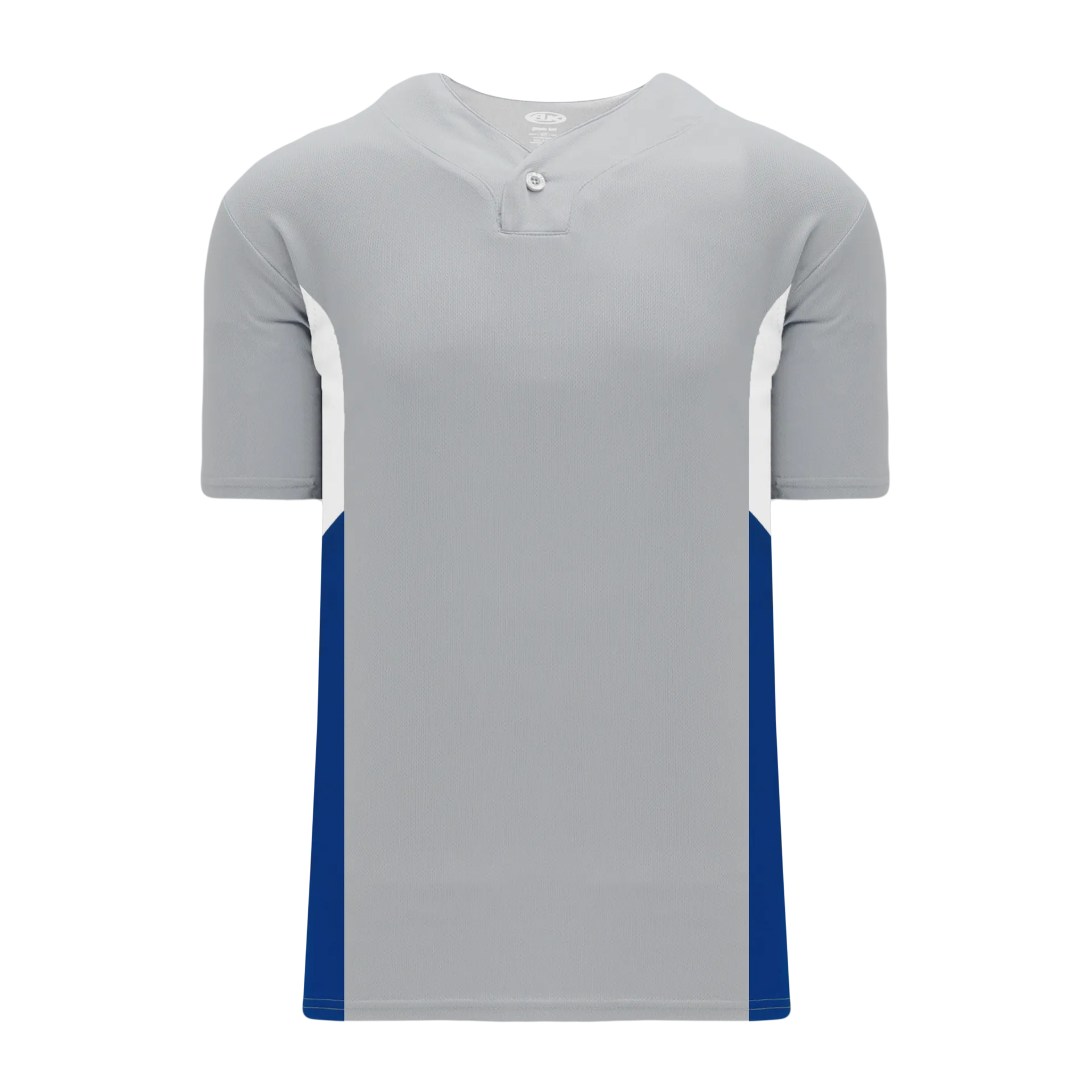 Athletic Knit (AK) BA1763A-450 Adult Grey/White/Royal Blue One-Button Baseball Jersey