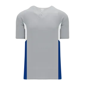 Athletic Knit (AK) BA1763A-450 Adult Grey/White/Royal Blue One-Button Baseball Jersey