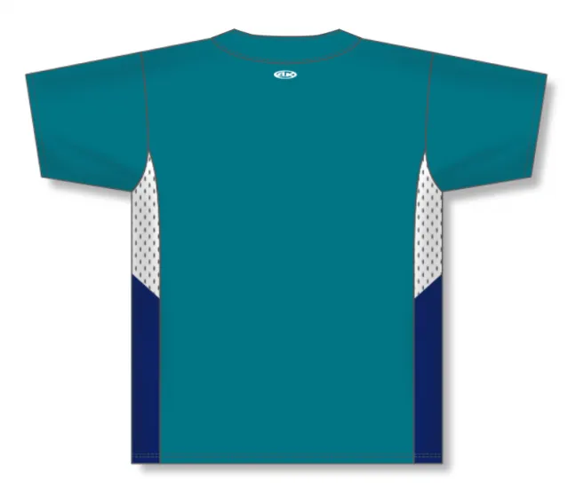 Athletic Knit (AK) BA1763A-456 Adult Pacific Teal/White/Navy One-Button Baseball Jersey