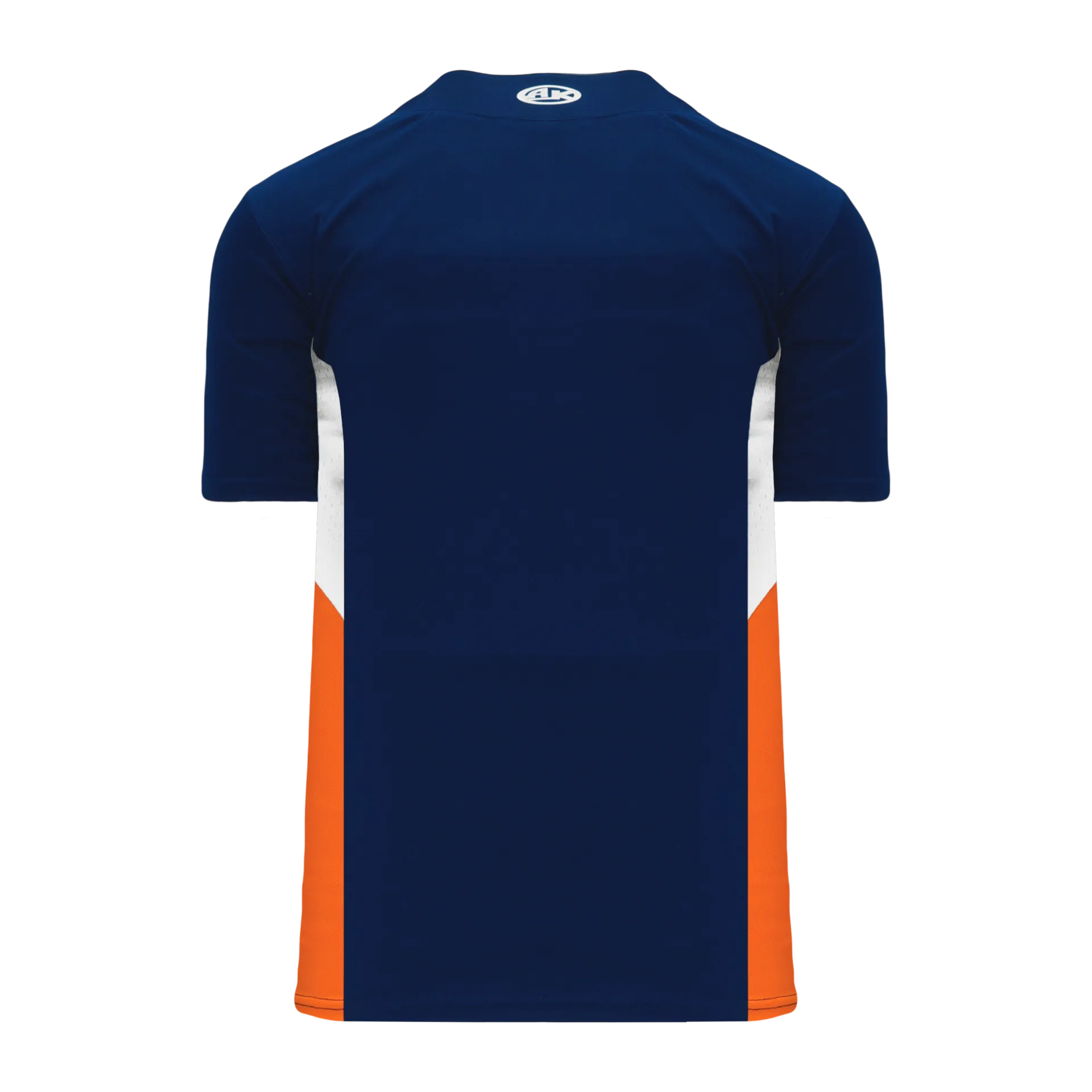 Athletic Knit (AK) BA1763A-465 Adult Navy/White/Orange One-Button Baseball Jersey