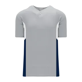 Athletic Knit (AK) BA1763A-548 Adult Grey/White/Navy One-Button Baseball Jersey