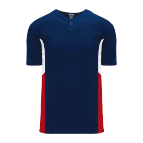 Athletic Knit (AK) BA1763A-764 Adult Navy/White/Red One-Button Baseball Jersey