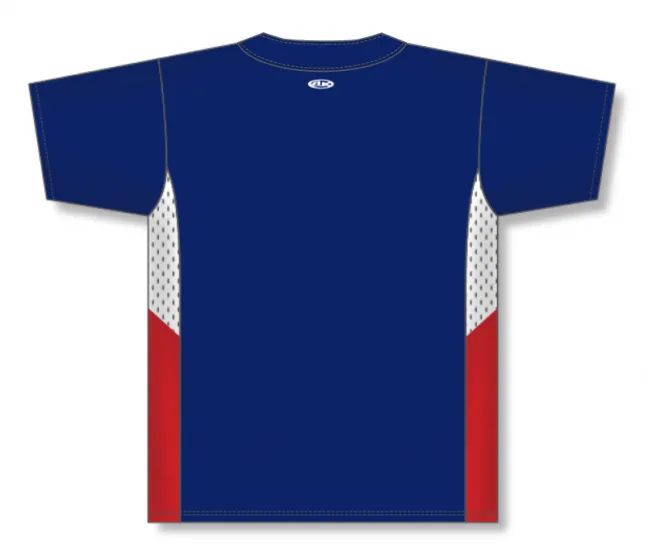 Athletic Knit (AK) BA1763A-764 Adult Navy/White/Red One-Button Baseball Jersey