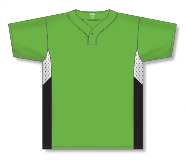 Athletic Knit (AK) BA1763Y-107 Youth Lime Green/White/Black One-Button Baseball Jersey