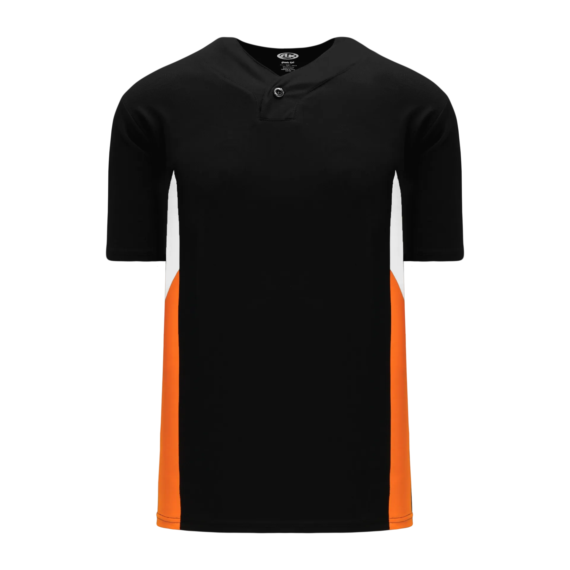 Athletic Knit (AK) BA1763Y-223 Youth Black/White/Orange One-Button Baseball Jersey
