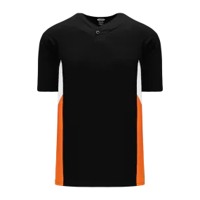 Athletic Knit (AK) BA1763Y-223 Youth Black/White/Orange One-Button Baseball Jersey