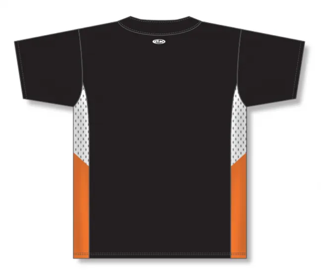 Athletic Knit (AK) BA1763Y-223 Youth Black/White/Orange One-Button Baseball Jersey