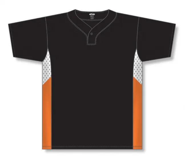 Athletic Knit (AK) BA1763Y-223 Youth Black/White/Orange One-Button Baseball Jersey