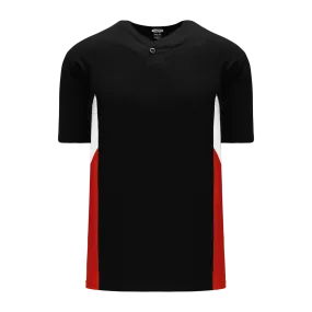 Athletic Knit (AK) BA1763Y-348 Youth Black/White/Red One-Button Baseball Jersey