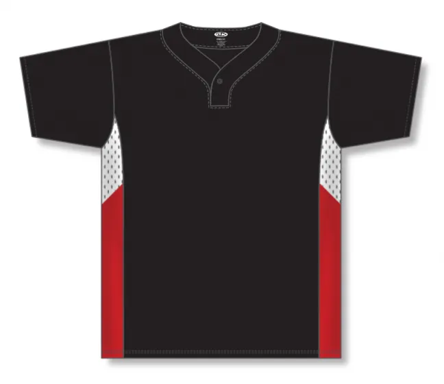 Athletic Knit (AK) BA1763Y-348 Youth Black/White/Red One-Button Baseball Jersey