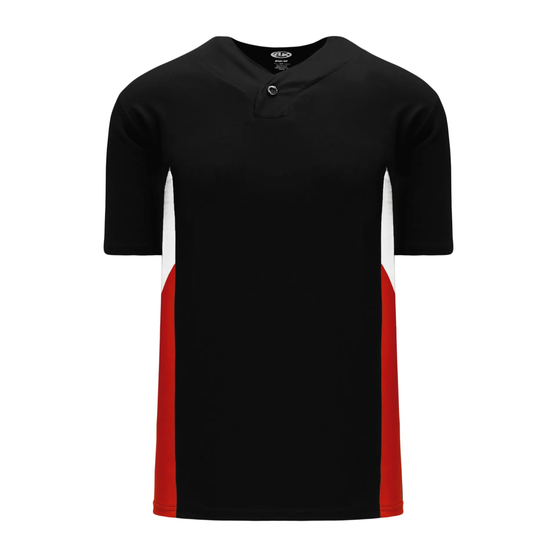 Athletic Knit (AK) BA1763Y-348 Youth Black/White/Red One-Button Baseball Jersey