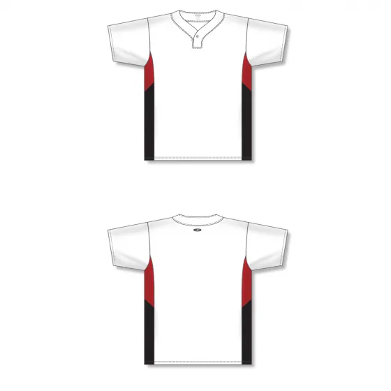 Athletic Knit (AK) BA1763Y-415 Youth White/Red/Black One-Button Baseball Jersey