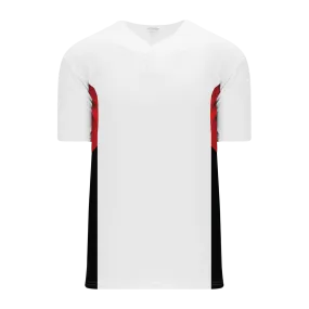 Athletic Knit (AK) BA1763Y-415 Youth White/Red/Black One-Button Baseball Jersey