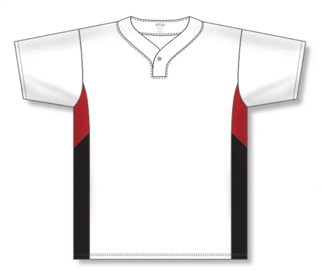 Athletic Knit (AK) BA1763Y-415 Youth White/Red/Black One-Button Baseball Jersey