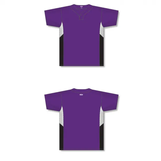 Athletic Knit (AK) BA1763Y-438 Youth Purple/White/Black One-Button Baseball Jersey